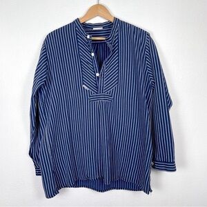Modas Sz. L Blue pinstrip 100% cotton blend tunic top